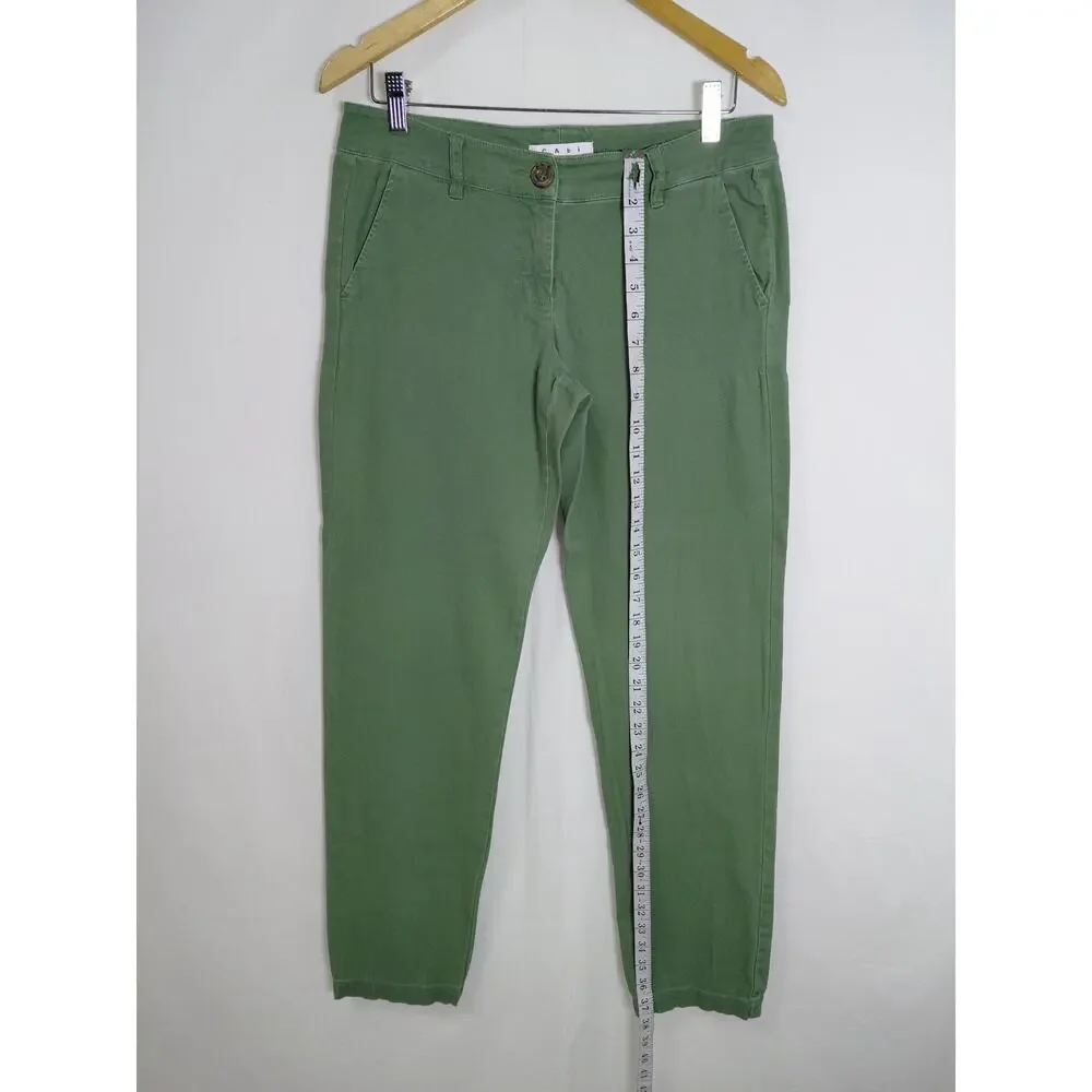 Cabi Green Stretch Tapered Chino Pants Solid Pockets Women Size 4